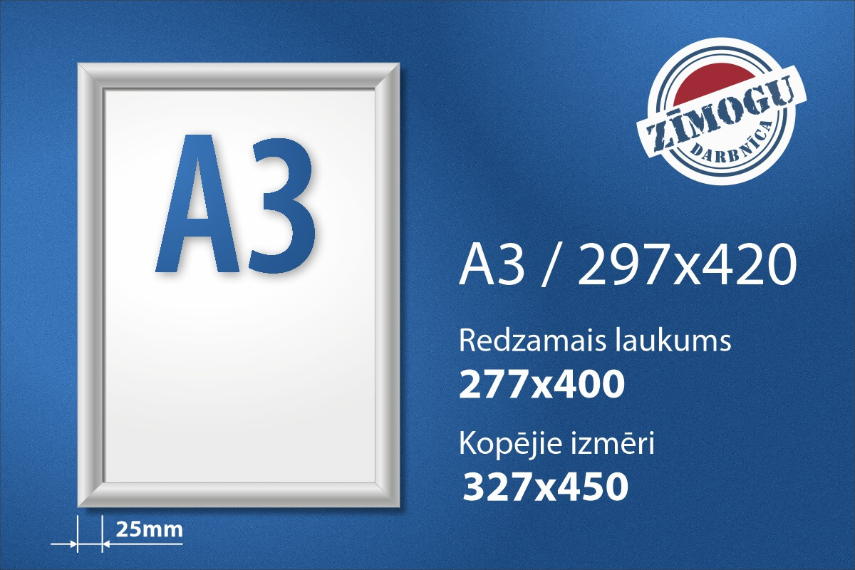 Plakātu rāmis Klik A3 sudraba