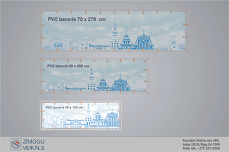 PVC baneris 50 x 150 cm ar gredzeniem pa perimetru.